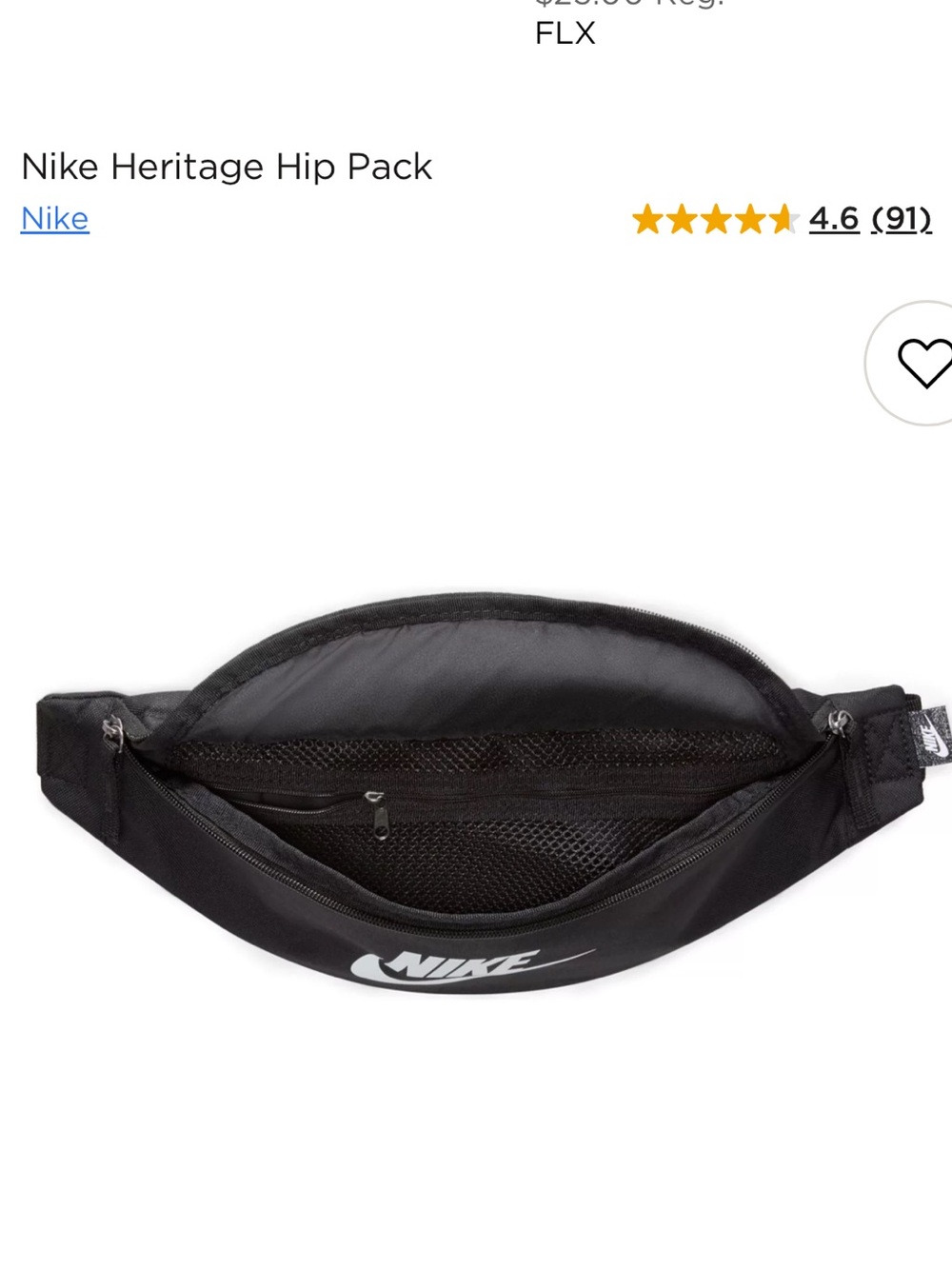 Nike Black Waist Pack with White Swoosh - Picture 2 of 6